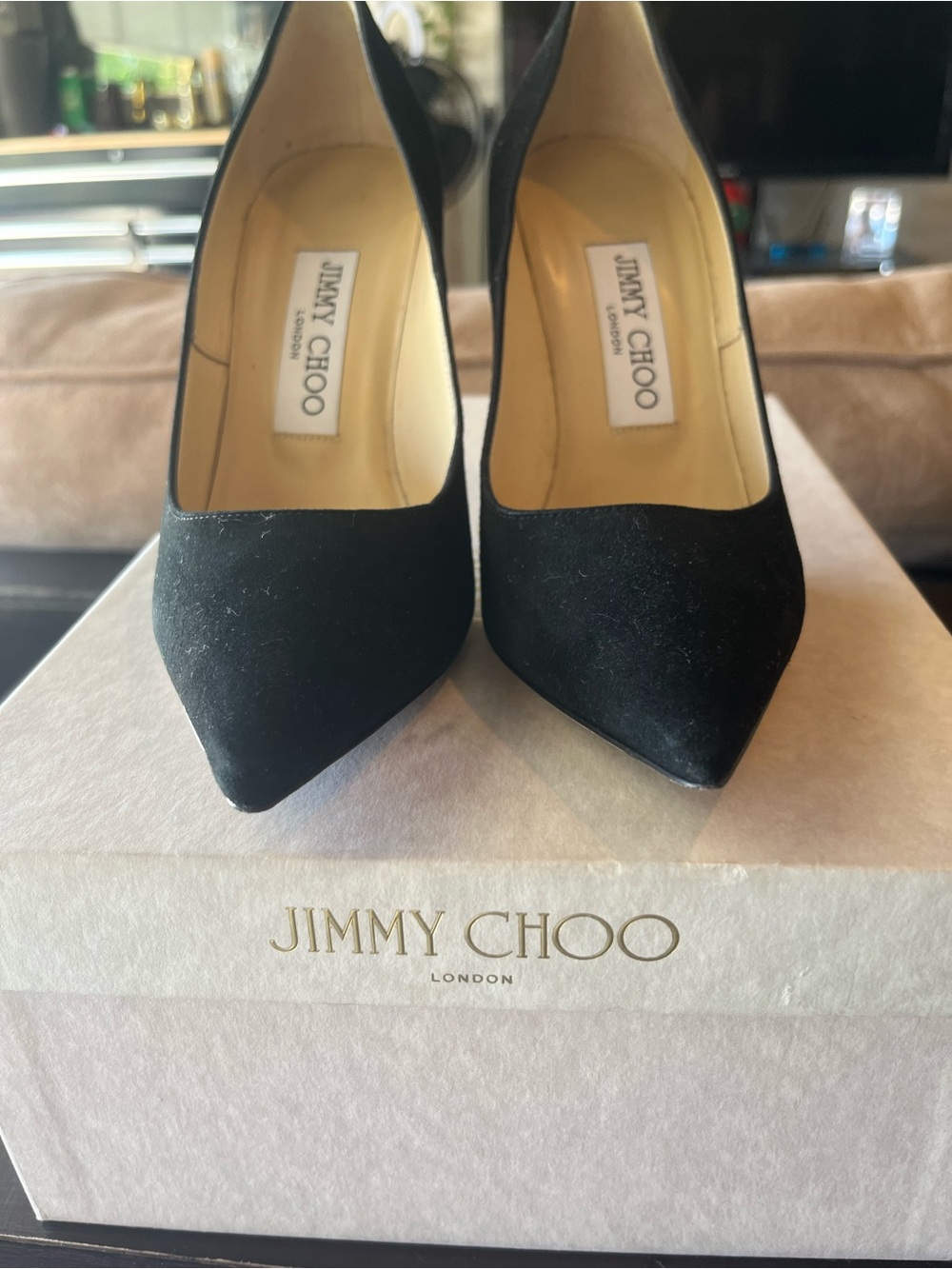 Jimmy Choo Black Suede Pointed Pumps